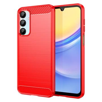 Samsung Galaxy A16 Børstet TPU Cover - Karbonfiber - Rød