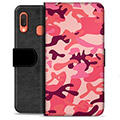 Samsung Galaxy A20e Premium Flip Cover med Pung - Pink Camouflage