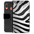 Samsung Galaxy A20e Premium Flip Cover med Pung - Zebra