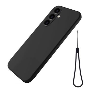 Samsung Galaxy A25 Liquid Silikone Cover med Strop - Sort