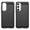 Samsung Galaxy A35 Børstet TPU Cover - Karbonfiber - Sort