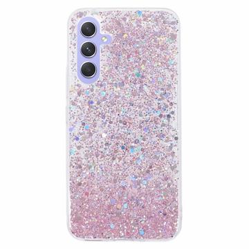Samsung Galaxy A35 Glitter Flakes TPU Cover - Pink