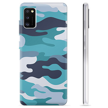Samsung Galaxy A41 TPU Cover - Blå Camouflage