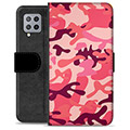 Samsung Galaxy A42 5G Premium Flip Cover med Pung - Pink Camouflage