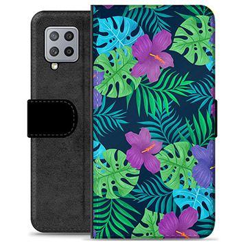 Samsung Galaxy A42 5G Premium Flip Cover med Pung - Tropiske Blomster