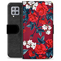 Samsung Galaxy A42 5G Premium Flip Cover med Pung - Vintage Blomster