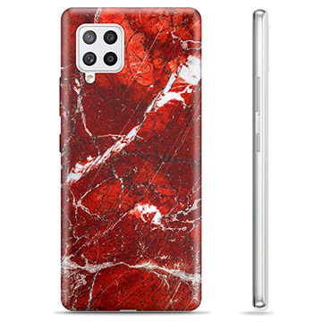 Samsung Galaxy A42 5G TPU Cover - Rød Marmor