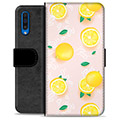 Samsung Galaxy A50 Premium Flip Cover med Pung - Citron Mønster