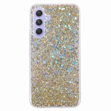 Samsung Galaxy A54 5G Glitter Flakes TPU Cover - Guld