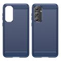 Samsung Galaxy A55 Børstet TPU Cover - Karbonfiber - Blå