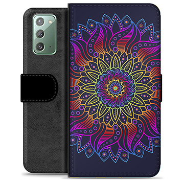 Samsung Galaxy Note20 Premium Flip Cover med Pung - Farverig Mandala