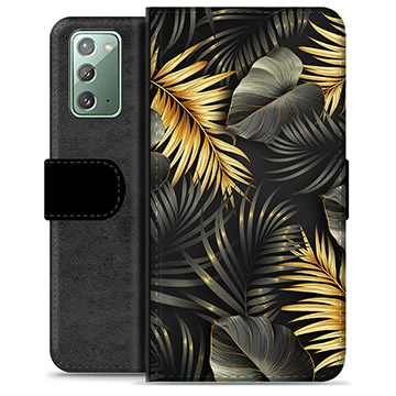 Samsung Galaxy Note20 Premium Flip Cover med Pung - Gyldne Blade