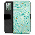 Samsung Galaxy Note20 Premium Flip Cover med Pung - Grøn Mynte