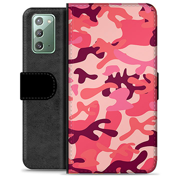 Samsung Galaxy Note20 Premium Flip Cover med Pung - Pink Camouflage