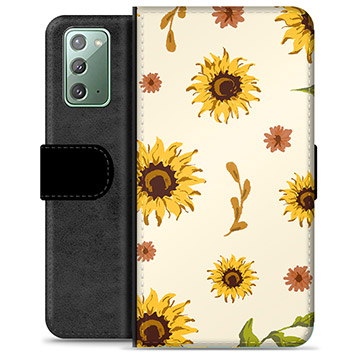 Samsung Galaxy Note20 Premium Flip Cover med Pung - Solsikke