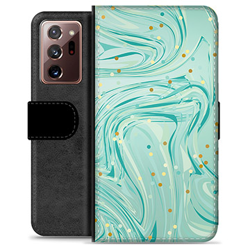 Samsung Galaxy Note20 Ultra Premium Flip Cover med Pung - Grøn Mynte