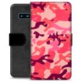 Samsung Galaxy S10 Premium Flip Cover med Pung - Pink Camouflage
