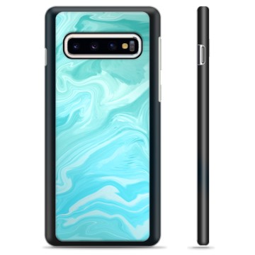 Samsung Galaxy S10 Beskyttende Cover - Blå Marmor