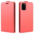 Samsung Galaxy S20 FE Vertikal Flip Taske med Kortholder - Rød