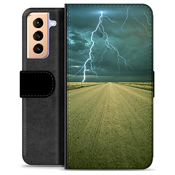 Samsung Galaxy S21+ 5G Premium Flip Cover med Pung - Storm
