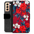 Samsung Galaxy S21+ 5G Premium Flip Cover med Pung - Vintage Blomster