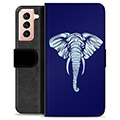 Samsung Galaxy S21 5G Premium Flip Cover med Pung - Elefant