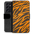 Samsung Galaxy S21 Ultra 5G Premium Flip Cover med Pung - Tiger