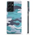 Samsung Galaxy S21 Ultra 5G TPU Cover - Blå Camouflage