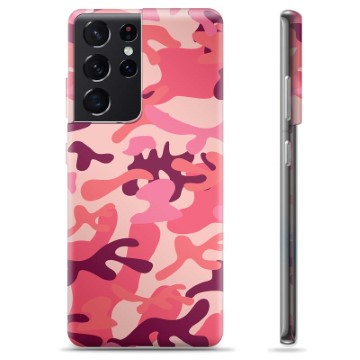 Samsung Galaxy S21 Ultra 5G TPU Cover - Pink Camouflage