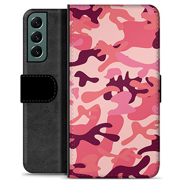 Samsung Galaxy S22+ 5G Premium Flip Cover med Pung - Pink Camouflage