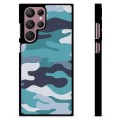 Samsung Galaxy S22 Ultra 5G Beskyttende Cover - Blå Camouflage