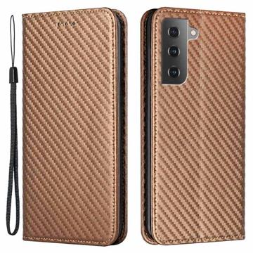 Samsung Galaxy S23 5G Pung Cover - Karbonfiber - Brun