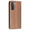 Samsung Galaxy S23 5G Pung Cover - Karbonfiber - Brun