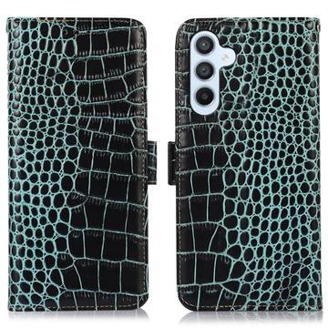 Samsung Galaxy S23 FE Crocodile Series Læderpung med RFID - Grøn