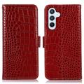 Samsung Galaxy S23 FE Crocodile Series Læderpung med RFID - Rød