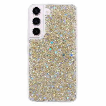 Samsung Galaxy S23 Glitter Flakes TPU Cover - Guld