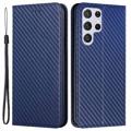 Samsung Galaxy S23 Ultra 5G Pung Cover - Karbonfiber - Blå