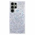 Samsung Galaxy S23 Ultra Glitter Flakes TPU Cover - Sølv