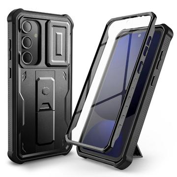 Samsung Galaxy S24 FE Tech-Protect Kevlar Cam+ Cover - skærmbeskyttelse, kamerabeskyttelse, kickstand - sort