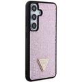 Samsung Galaxy S24 Guess Rhinestones Triangle Metal Logo Cover - Pink