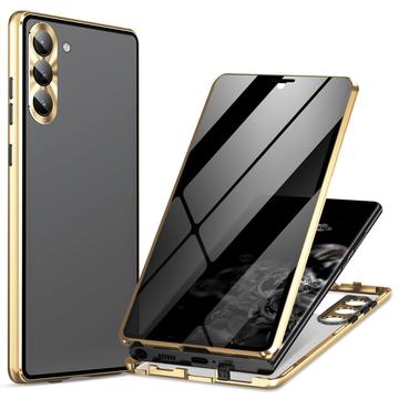 Samsung Galaxy S24 Magnetisk Cover med Hærdet Glas - Privatliv (Open Box - Bulk Tilfredsstillelse) - Guld