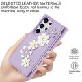 Samsung Galaxy S24 Ultra Blomsterdekoration Cover med Rem - Lilla