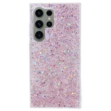 Samsung Galaxy S24 Ultra Glitter Flakes TPU Cover - Pink