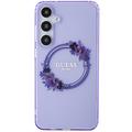 Samsung Galaxy S24+ Guess IML Flowers Wreath Cover - MagSafe-kompatibel - lilla