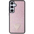 Samsung Galaxy S24+ Guess Rhinestones Triangle Metal Logo Cover - Pink