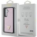 Samsung Galaxy S24+ Guess Rhinestones Triangle Metal Logo Cover - Pink