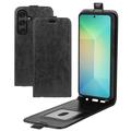 Samsung Galaxy S25 Vertikal Flip Taske med Kortholder - Sort