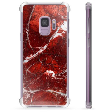 Samsung Galaxy S9 Hybrid Cover - Rød Marmor