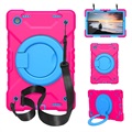 Samsung Galaxy Tab A8 10.5 (2021) Heavy Duty 360 Cover med Håndrem - Hot Pink / Blå