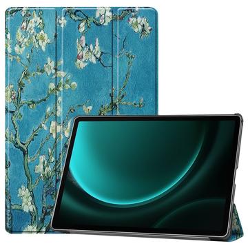 Samsung Galaxy Tab S9 FE+ Tri-Fold Series Smart Folio Cover - Hvid Blomster